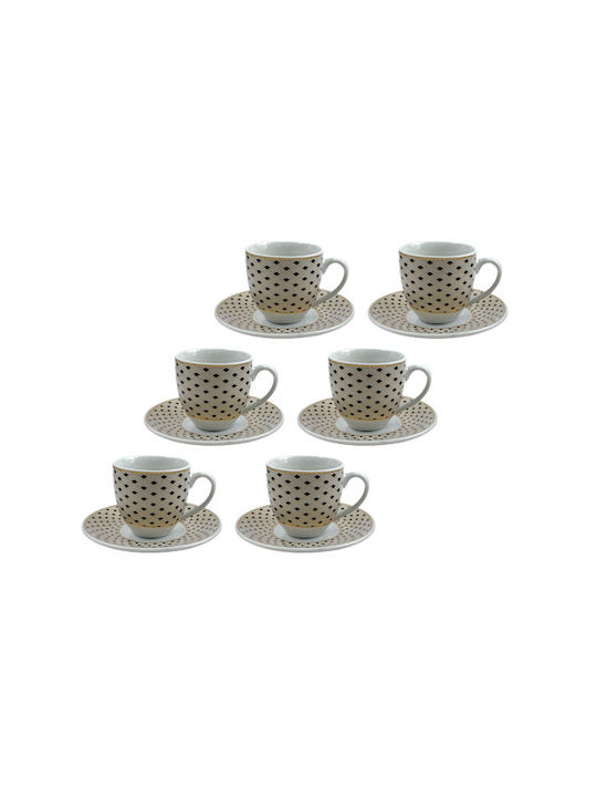 AGC Ceramic Tea Cup Set 90ml Multicolour 6pcs