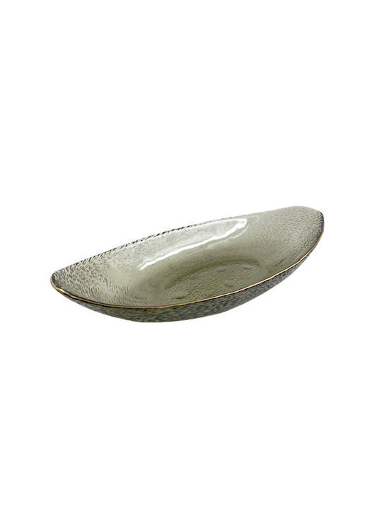 AGC Oval Glass Decorative Platters Set Gray 30x14x5cm 2pcs