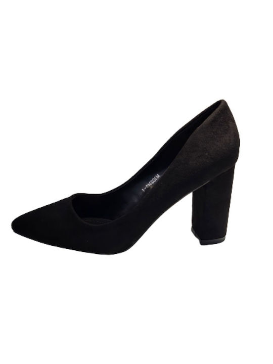 Women's black suede heels