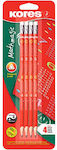 Kores Mathmagic Pencil HB Set with Eraser Red 4pcs