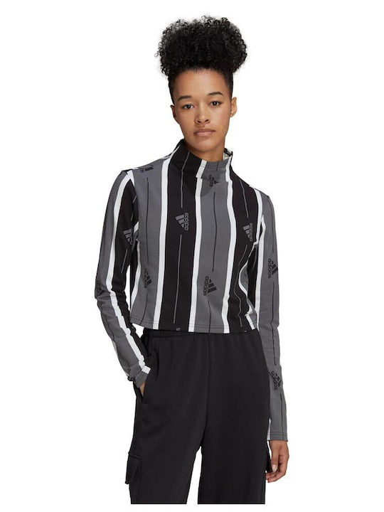Adidas Bluză Sportivă pentru Femei Mânecă lungă Black / Grey