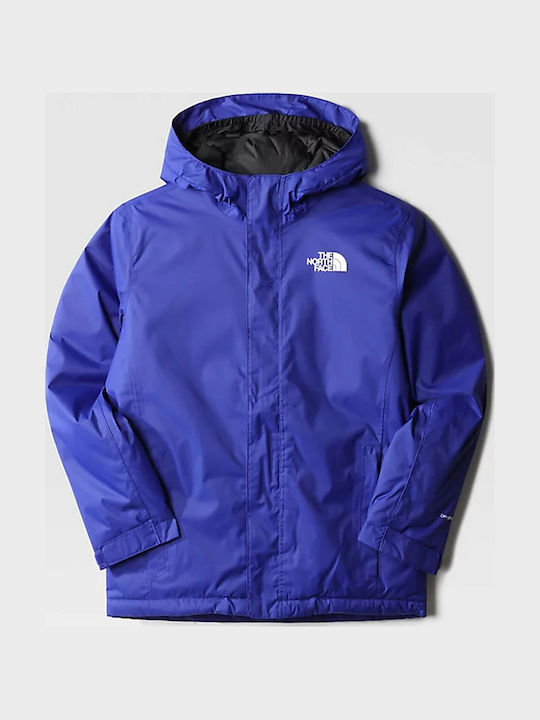 Waterproof Kids' Sports Jacket Short Windproof with Lining & Hood Blue