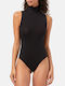 Sleeveless Turtleneck Bodysuit Slim Fit Black
