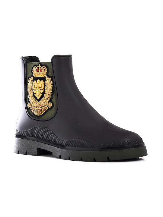 Γυναικεία αδιάβροχα μποτάκια Rain boots ATENEO λαδί με κορώνα