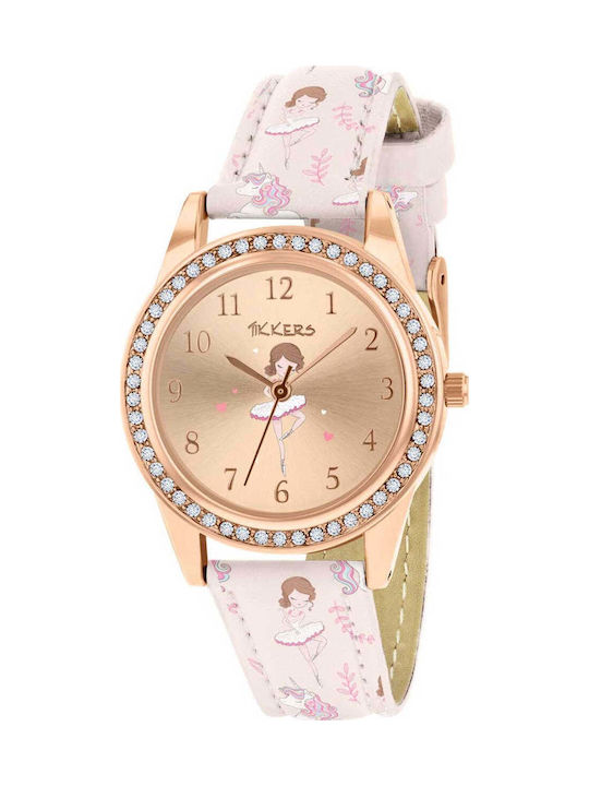 Tikkers Kinder-Analoguhr mit Lederarmband Rosa