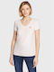 Guess Women's T-shirt with V Neck Light Pink