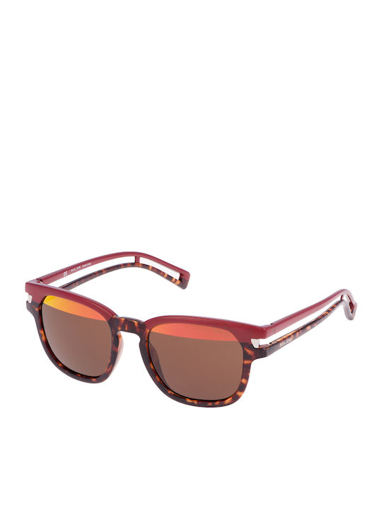 Police Unisex Sunglasses with Multicolour Plastic Frame and Brown Lens