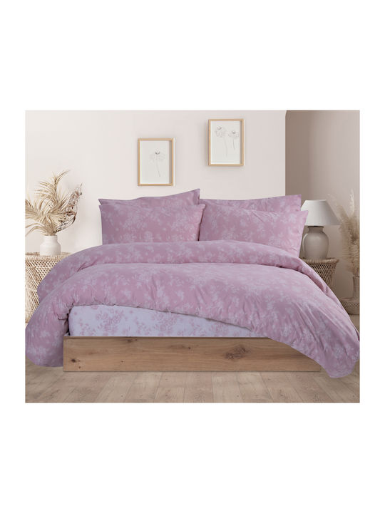 Nef-Nef Homeware Set Bettbezug Baumwolle Über-Doppelbett mit 2 Kissenbezügen 240x230 Olivia Pink