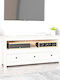 TV-Ständer aus Massivholz Weiß M114xT35xH52cm