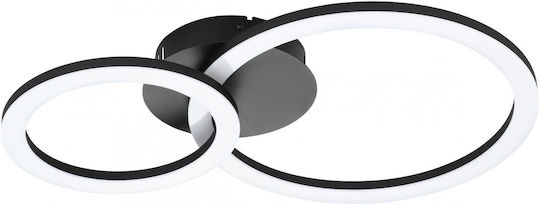 Eglo Parrapos-Z Smart Ceiling Mount Light 44.5cm Black with Integrated LED and Remote Control