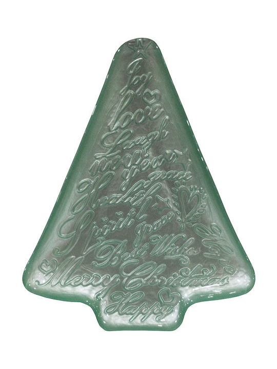 Espiel Fir Christmas Platter Glass Green L20xW15xD2.5cm.