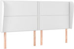 vidaXL Bed Headboard with Leatherette in White Color 183x23x118cm