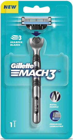 Gillette Mach3 Ξυραφάκι με Ανταλλακτική Κεφαλή 3 Λεπίδων & Λιπαντική Ταινία