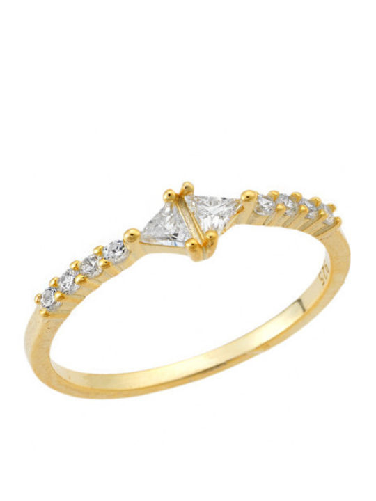 Senza Damen Ring Ehering mit Zirkonia aus Silber Vergoldet