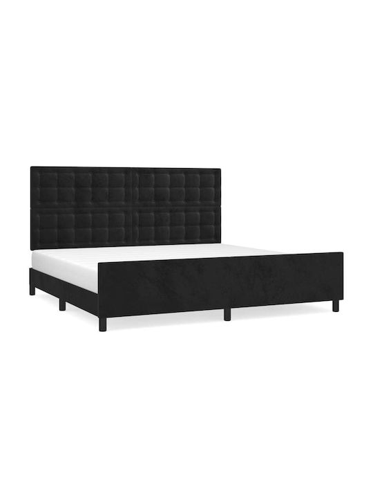 Κρεβάτι King Size Επενδυμένο με Ύφασμα Μαύρο για Στρώμα 200x200cm