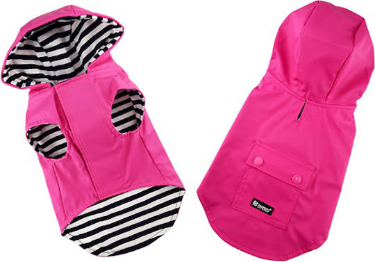 Pet Interest Stripe Lining Кучешки палта Водоустойчиво Худи Розов XLarge с дължина на гръбчето 45 см.