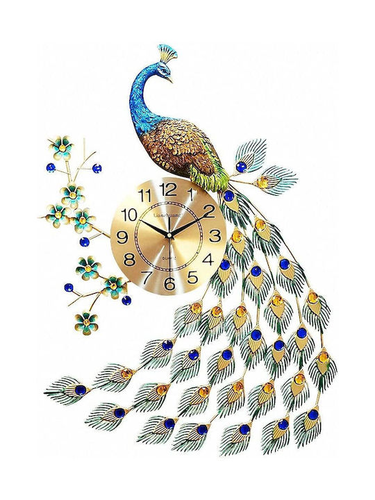 Peacock Αντικέ Ρολόι Τοίχου Μεταλλικό 65x75cm