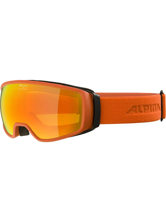 Alpina Double Jack Q-Lite Ski & Snowboard Goggles Kids Orange with Lens in Orange Color