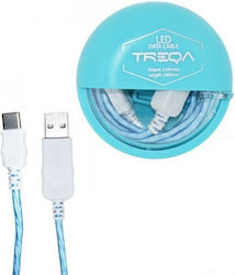 Treqa LED USB 2.0 Cable USB-C Male - USB-A Blue 1m Treqa LED USB 2.0 Cable USB-C Male - USB-A Blue 1m
