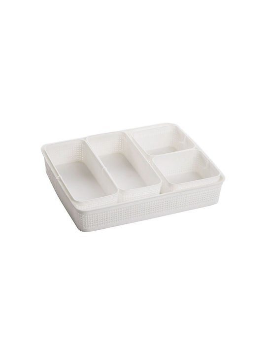 Plastic Storage Basket White 5pcs