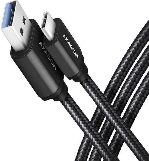 Axagon Braided USB 3.0 Cable USB-C male - USB-A Black 1.5m (BUCM3-AM15AB)