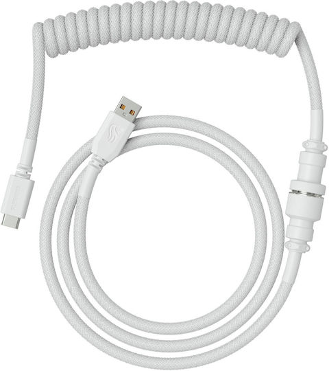 Glorious PC Gaming Race Coiled Braided / Spiral USB 2.0 Cablu USB-C bărbătesc - USB-A Alb 1.37m (GLO-CBL-COIL-WHITE)