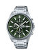 Casio Watch Chronograph Battery with Silver Metal Bracelet