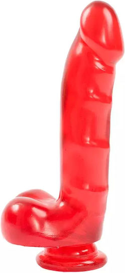 Doc Johnson Jelly Jewels Ρεαλιστικό Dildo με Όρχεις και Βεντούζα Κόκκινο 20cm