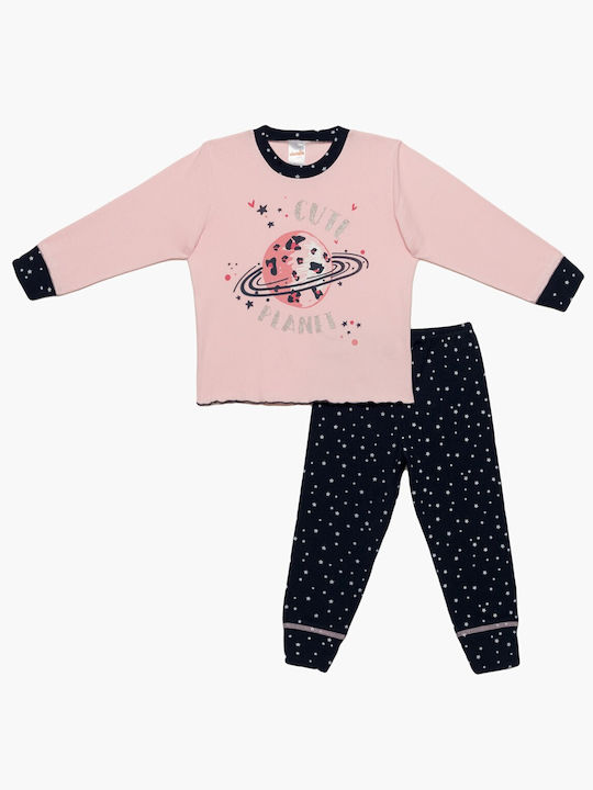 Minerva Set Top & Bottom Kids Winter Cotton Pyjamas Pink