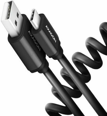 Axagon Spiral USB 2.0 Cable USB-C male - USB-A male Μαύρο 0.6m (BUCM-AM10TB)