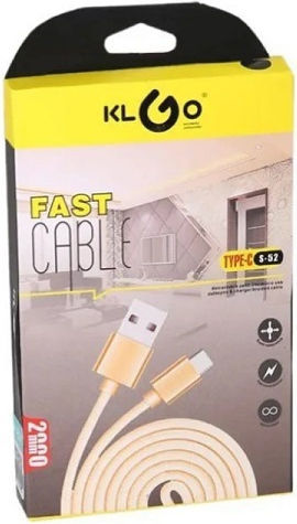 KLGO S-52 Geflochten USB 2.0 Kabel USB-C männlich - USB-A Gold 2m