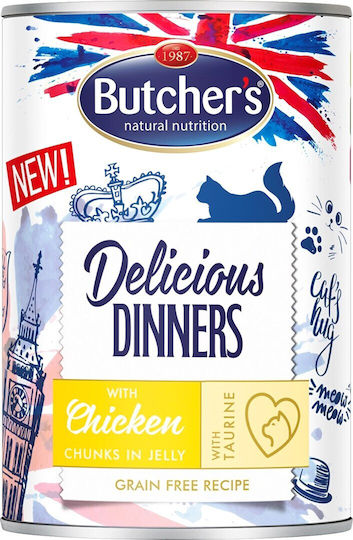 Butcher's Pet Care Delicious Dinners Wet Food for Adult Cats in Pouches with Chicken Gluten-Free 400gr