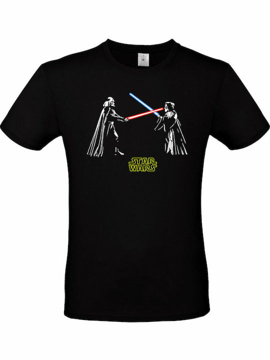 B&C Darth Vader Obi-Wan Battle T-shirt Krieg der Sterne Schwarz