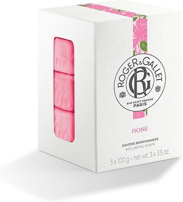 Roger & Gallet Rose Soap Bar Wellbeing Soaps 3x100gr 300gr