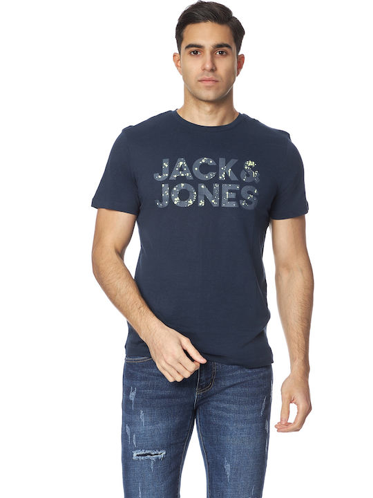 Jack & Jones Ανδρικό T-shirt Navy Μπλε με Λογότυπο