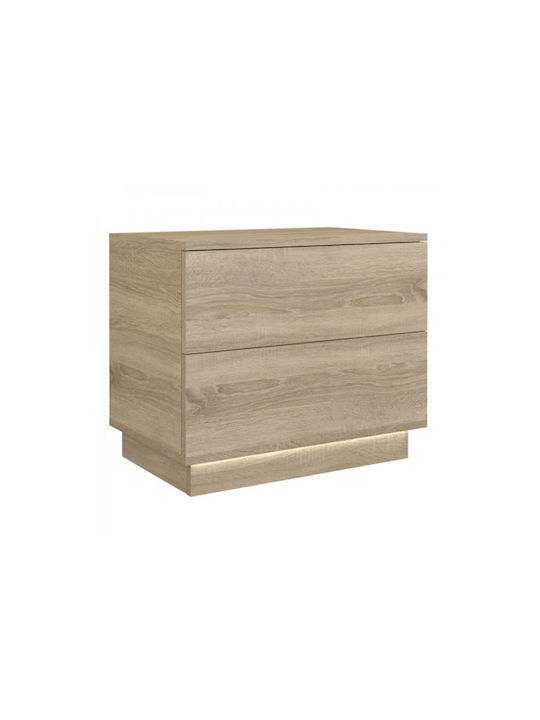 S2 Wooden Bedside Table Sonoma 55x35x47cm