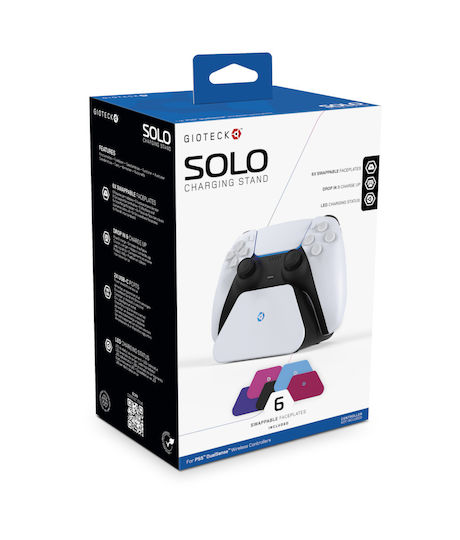 Gioteck Solo Charging Stand Βάση για 1 χειριστήριο PS5 με φωτισμό LED 6 Color Faceplates SCSPS5-11-MU