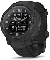 Garmin Instinct Crossover Solar Tactical 45mm Αδιάβροχο Smartwatch με Παλμογράφο (Μαύρο)