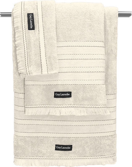 Guy Laroche Bath Towel Set 3pcs Sarlin Cream Weight 500gr/m²