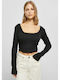Women's Crop Top Long Sleeve Black