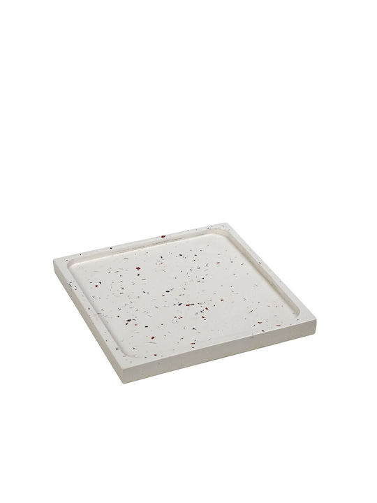 Espiel Square Concrete Decorative Platter White 22x22x2cm