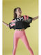 Women's Summer Crop Top Cotton Short Sleeve Black
