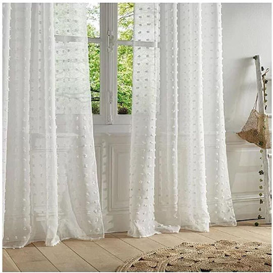 Atmosphera Curtain with Grommets As Lily White White 140x240cm