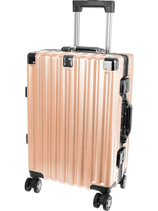 A2S Premium Vintage Koffer Kabine Hart Rosa mit 4 Räder Höhe 55cm