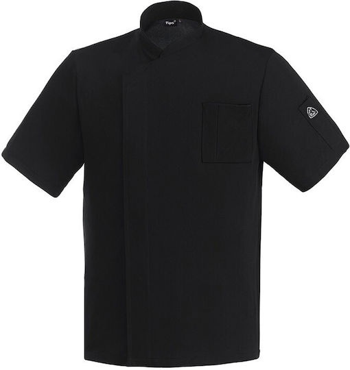 Tips Σακάκι Σεφ 100% Microfiber Unisex Μαύρο με Κοντό Μανίκι