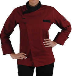 Tips Blouse Chef Unisex Burgundy with Long Sleeve