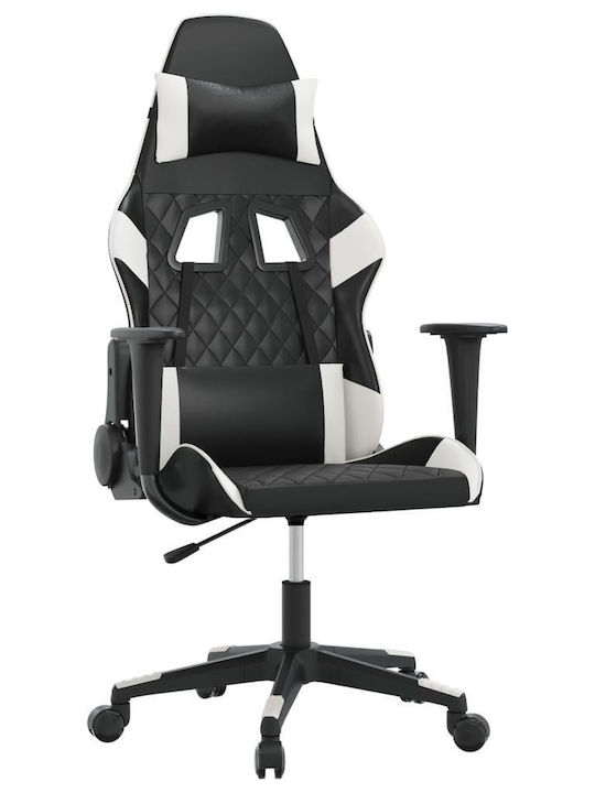 vidaXL 345516 Scaun Gaming Din piele ecologică Negru/alb