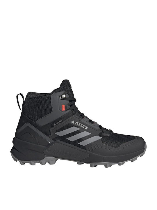 adidas Terrex Swift R3 Mid Women's Hiking Waterproof Boots with Gore-Tex Membrane Core Black Grey Three Solar Red