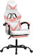 vidaXL 3143863 Gaming Chair with Footrest White / Pink