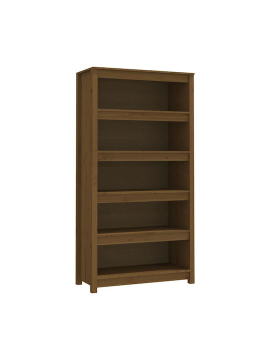 Floor Solid Wood Bookcase Walnut 80x35x154cm